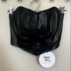 Princess Polly Corset, US4, color: black leather